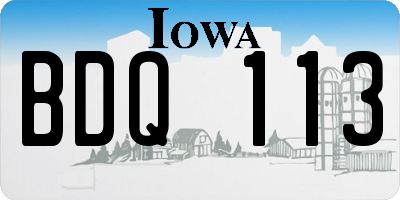 IA license plate BDQ113