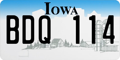 IA license plate BDQ114