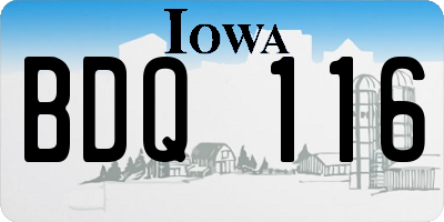 IA license plate BDQ116