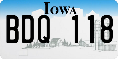 IA license plate BDQ118