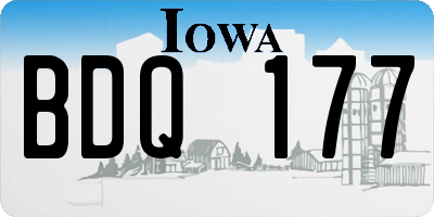 IA license plate BDQ177