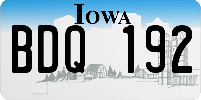 IA license plate BDQ192