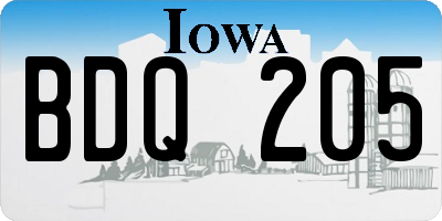 IA license plate BDQ205