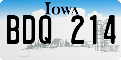 IA license plate BDQ214