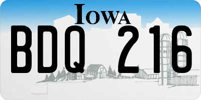 IA license plate BDQ216