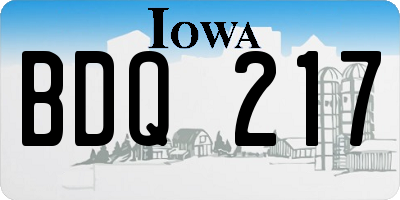 IA license plate BDQ217
