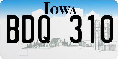 IA license plate BDQ310