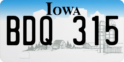 IA license plate BDQ315