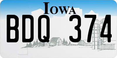 IA license plate BDQ374