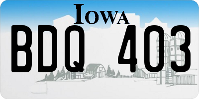 IA license plate BDQ403