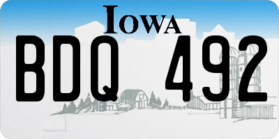 IA license plate BDQ492