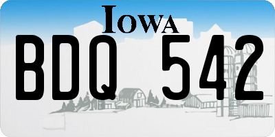 IA license plate BDQ542