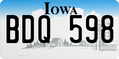 IA license plate BDQ598