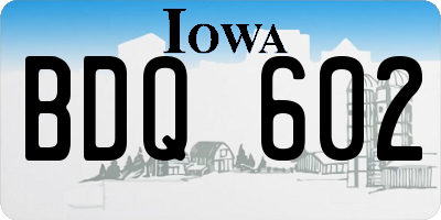 IA license plate BDQ602