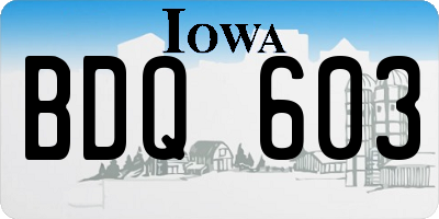 IA license plate BDQ603