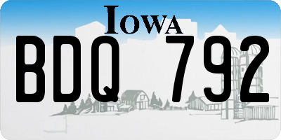 IA license plate BDQ792