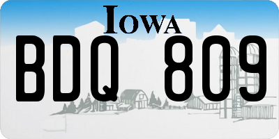 IA license plate BDQ809