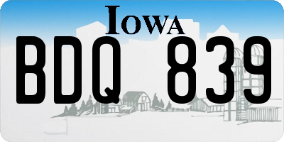IA license plate BDQ839