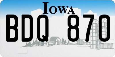 IA license plate BDQ870