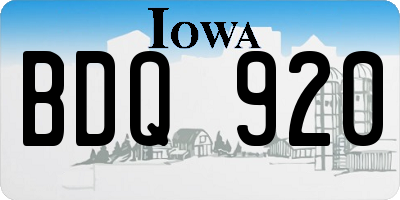IA license plate BDQ920