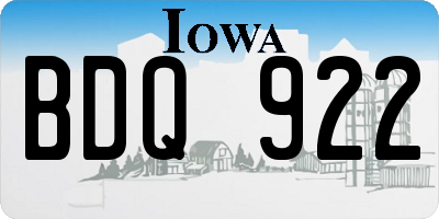 IA license plate BDQ922