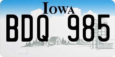 IA license plate BDQ985