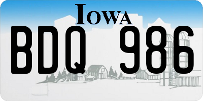 IA license plate BDQ986