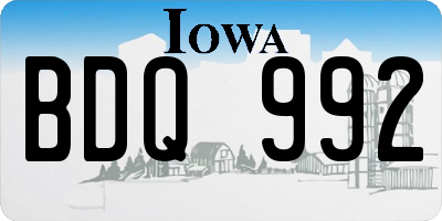IA license plate BDQ992
