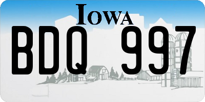 IA license plate BDQ997