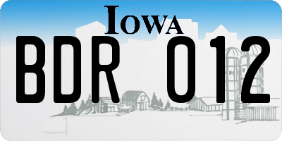 IA license plate BDR012