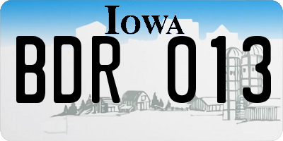 IA license plate BDR013