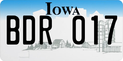 IA license plate BDR017