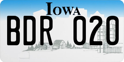 IA license plate BDR020