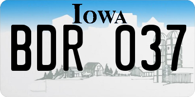 IA license plate BDR037