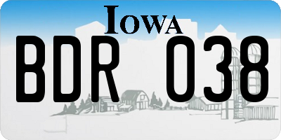 IA license plate BDR038