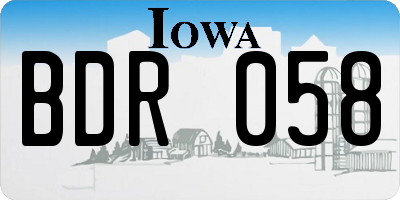 IA license plate BDR058