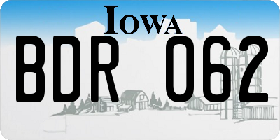 IA license plate BDR062