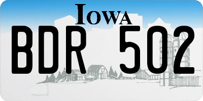 IA license plate BDR502