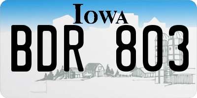 IA license plate BDR803