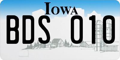 IA license plate BDS010