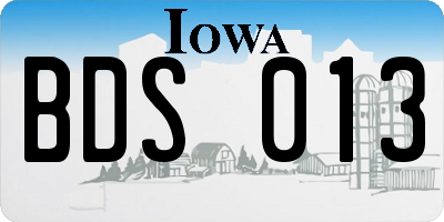 IA license plate BDS013