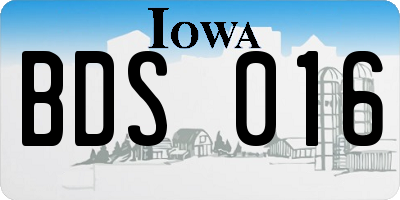 IA license plate BDS016