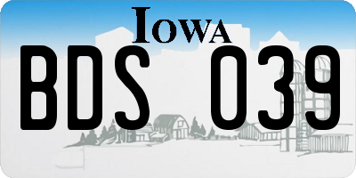 IA license plate BDS039