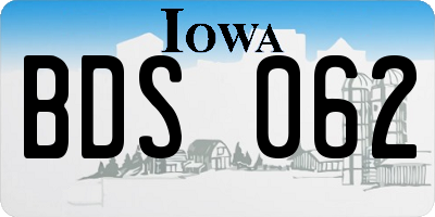 IA license plate BDS062