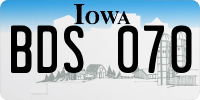 IA license plate BDS070
