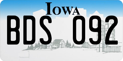 IA license plate BDS092