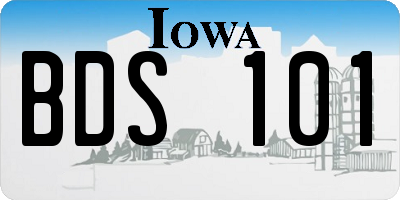 IA license plate BDS101