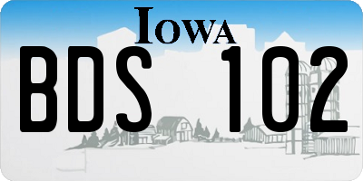 IA license plate BDS102