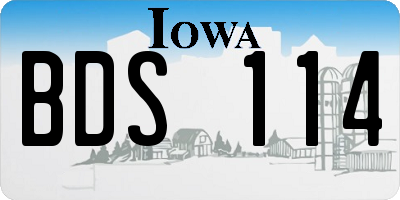 IA license plate BDS114