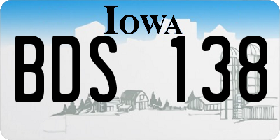 IA license plate BDS138
